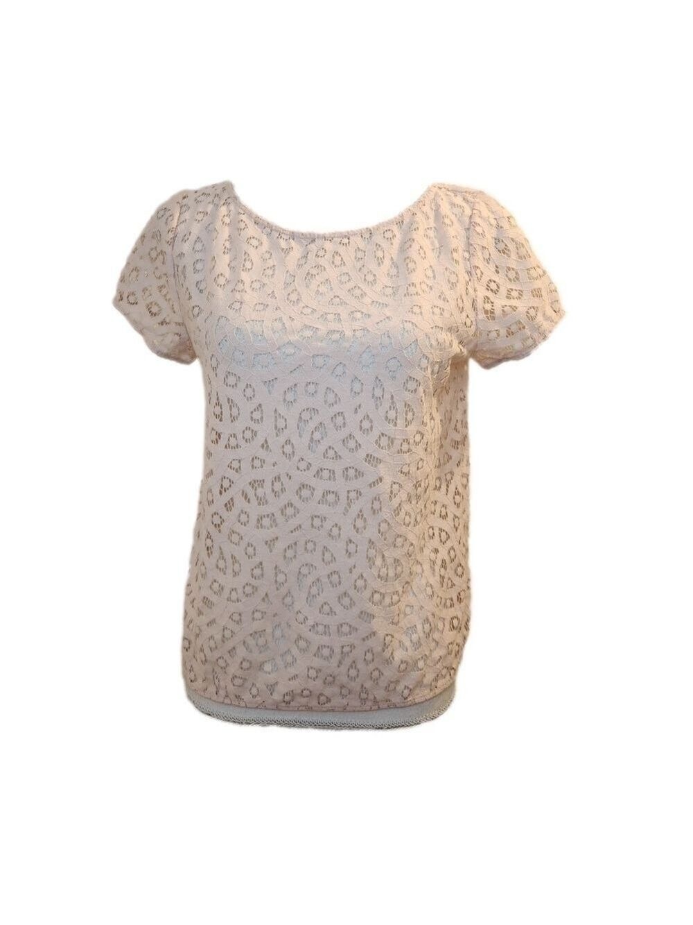 Loft Chic Lace Blouse - Peach Sz: SP Cotton Blend